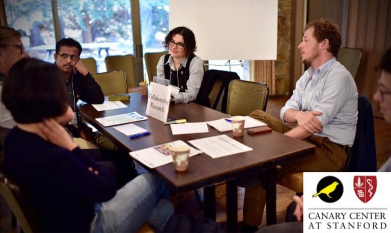 Exterior of the Canary Center at Stanford with modern glass architecture