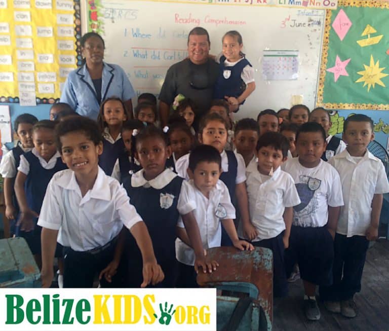 Students outside San Pedro Roman Catholic Primary School